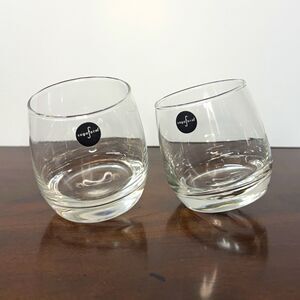 Sagaform Clear Rocking Whiskey Tumbler Glasses | Set of 2 Round Lowballs